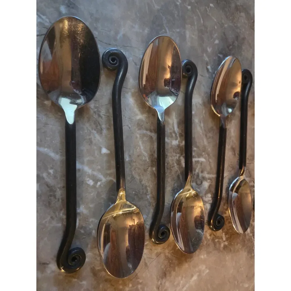 Hampton Silversmiths Coil Tip Large Dinner Spoons Set of 8